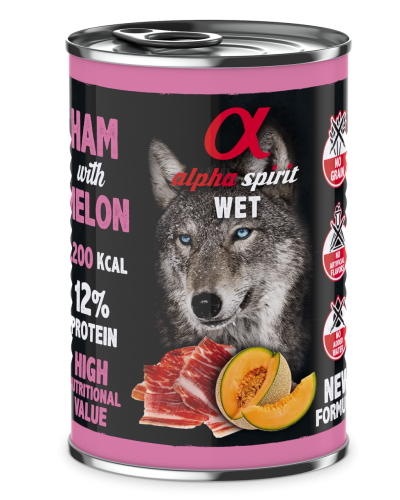 Влажный корм Alpha Spirit Ham with Melon с ветчиной и дыней для взрослых собак 400 г (as576321)