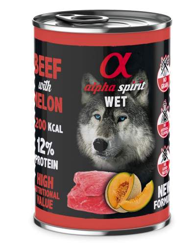 Повнораціонний вологий корм Alpha Spirit Beef with Melon з яловичиною та динею для дорослих собак 400 г (as969954)