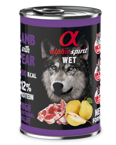 Повнораціонний вологий корм Alpha Spirit Lamb with Pear з ягнятиною та грушами для дорослих собак 400 г (as969961)