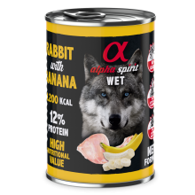 Повнораціонний вологий корм Alpha Spirit Rabbit with Banana з кроликом та бананами для дорослих собак 400 г (as969978)