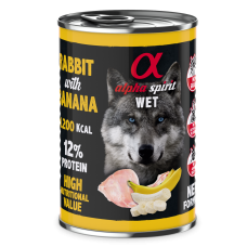 Повнораціонний вологий корм Alpha Spirit Rabbit with Banana з кроликом та бананами для дорослих собак 400 г (as969978)