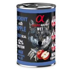 Повнораціонний вологий корм Alpha Spirit Anchovy with Red Apple з анчоусами та яблуками для дорослих собак 400 г (as576314)