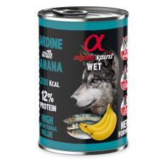 Повнораціонний вологий корм Alpha Spirit Sardine with Banana з сардиною та бананами для дорослих собак 400 г (as576307)
