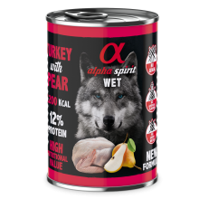 Повнораціонний вологий корм Alpha Spirit Turkey with Pear з індичкою та грушами для дорослих собак 400 г (as576178)