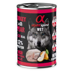 Повнораціонний вологий корм Alpha Spirit Turkey with Pear з індичкою та грушами для дорослих собак 400 г (as576178)