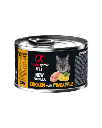 Повнораціонний вологий корм Alpha Spirit Chicken with Paineapple з куркою та ананасами для дорослих котів 200 г (as310363)