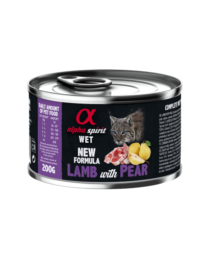 Повнораціонний вологий корм Alpha Spirit Lamb with Pear з ягнятиною та грушами для дорослих котів 200 г (as969015)