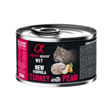 Повнораціонний вологий корм Alpha Spirit Turkey with Pear з індичкою та свіжими грушами для дорослих котів 200 г (as969206)