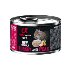 Повнораціонний вологий корм Alpha Spirit Turkey with Pear з індичкою та свіжими грушами для дорослих котів 200 г (as969206)