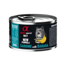 Повнораціонний вологий корм Alpha Spirit Sardine with Banana з сардиною та бананами для дорослих котів 200 г (as969190)