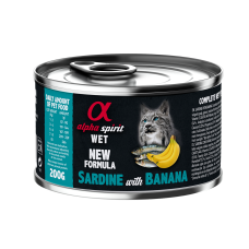 Повнораціонний вологий корм Alpha Spirit Sardine with Banana з сардиною та бананами для дорослих котів 200 г (as969190)