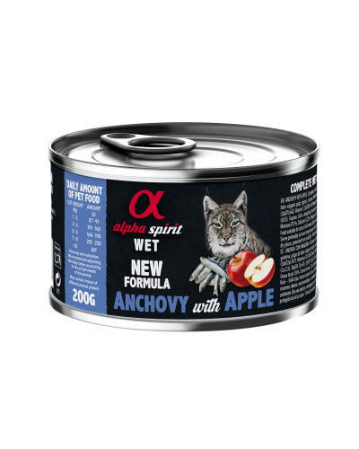 Повнораціонний вологий корм Alpha Spirit Anchovy with Red Applе з анчоусами та яблуками для дорослих котів 200 г (as969183)