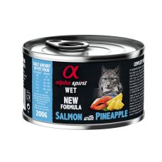 Повнораціонний вологий корм Alpha Spirit Salmon with Pineapple з лососем та ананасами для дорослих котів 200 г (as969176)