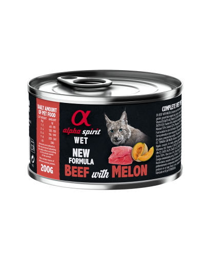 Повнораціонний вологий корм Alpha Spirit Beef with Melon з яловичиною та динею для дорослих котів 200 г (as969008)