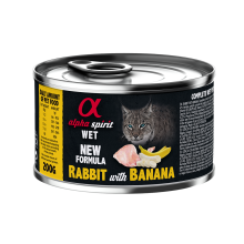 Повнораціонний вологий корм Alpha Spirit Rabbit with Banana з кроликом та бананами для дорослих котів 200 г (as969022)