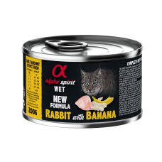 Повнораціонний вологий корм Alpha Spirit Rabbit with Banana з кроликом та бананами для дорослих котів 200 г (as969022)