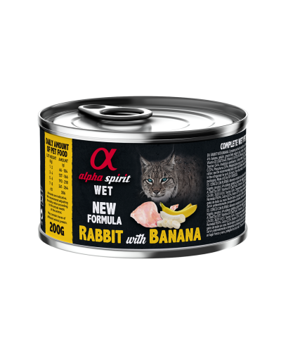 Повнораціонний вологий корм Alpha Spirit Rabbit with Banana з кроликом та бананами для дорослих котів 200 г (as969022)