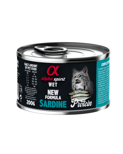 Повнораціонний вологий корм Alpha Spirit Sardine Protein з сардиною для дорослих котів 200 г (as311230)