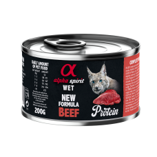 Повнораціонний вологий корм Alpha Spirit Beef Protein з яловичиною для дорослих котів 200 г (as311261)