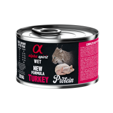 Повнораціонний вологий корм Alpha Spirit Turkey Protein з індичкою для дорослих котів 200 г (as311247)