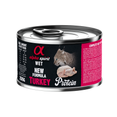 Повнораціонний вологий корм Alpha Spirit Turkey Protein з індичкою для дорослих котів 200 г (as311247)