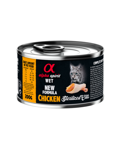 Повнораціонний вологий корм Alpha Spirit Chicken Sterilized з куркою для стерилізованих котів 200 г (as311179)
