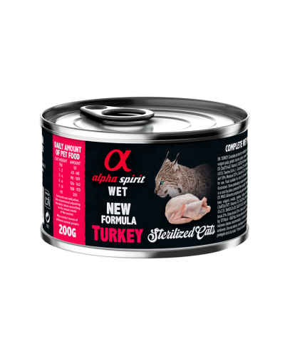 Повнораціонний вологий корм Alpha Spirit Turkey Sterilized з індичкою для стерилізованих котів 200 г (as311162)