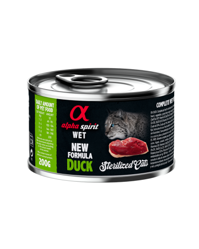 Повнораціонний вологий корм Alpha Spirit Duck Sterilized з качкою для стерилізованих котів 200 г (as311155)