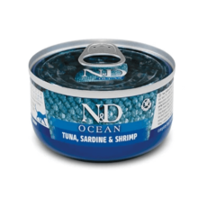 Влажный корм для кошек Farmina N&D Grain Free OCEAN TUNA, SARDINE & SHRIMP тунец, сардина, креветка, 70 г 02017