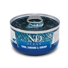 Влажный корм для кошек Farmina N&D Grain Free OCEAN TUNA, SARDINE & SHRIMP тунец, сардина, креветка, 70 г 02017