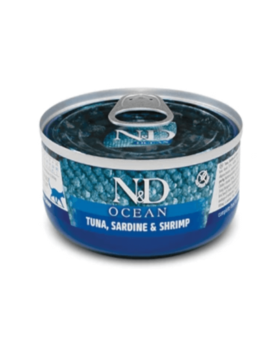 Влажный корм для кошек Farmina N&D Grain Free OCEAN TUNA, SARDINE & SHRIMP тунец, сардина, креветка, 70 г 02017