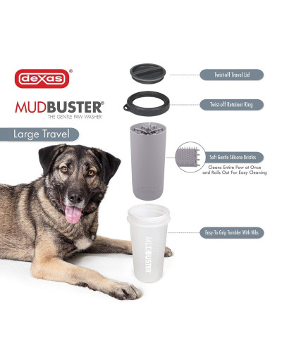 Лапомийка для собак Dexas MudBuster Lidded M з кришкою 15 см Сірий (PW710L-429)