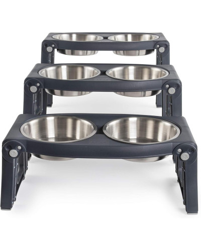 Миска двойная для животных Dexas Adjustable 2хPet Feeder со стали с регулируемыми ножками 960 мл (PW120432SS)