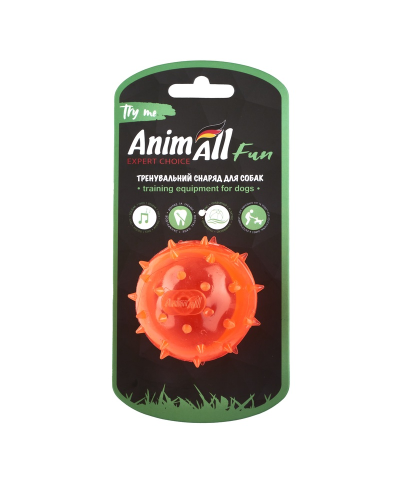AnimAll Fun мяч шипованный с пищалкой 65 мм оранжевый