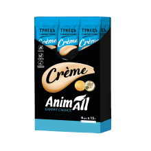 AnimAll Сrème для кошек со вкусом тунца с креветками, 6х15 г