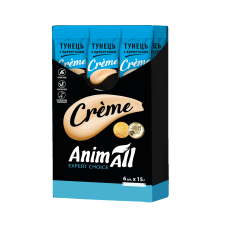 AnimAll Сrème для котів зі смаком тунця з креветками, 6 х15 г