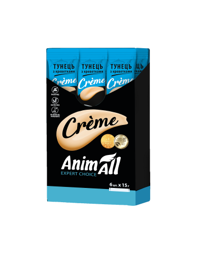 AnimAll Сrème для кошек со вкусом тунца с креветками, 6х15 г