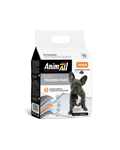 Пеленки AnimAll 60х60 см с активированным углем/10штук, (20 шт/ящ)