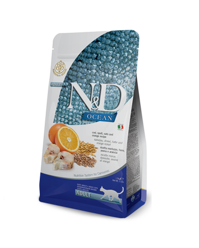 Сухой корм для кошек Farmina N&D Low Grain Ocean ADULT с треской и апельсином 1,5 kg 36780