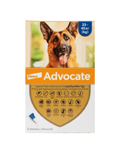 Краплі на холку для собак Elanco Bayer Advocate більше 25 кг, 3 шт