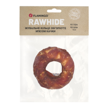 Flamingo ЖЕВАТЕЛЬНОЕ КОЛЬЦО ДЛЯ СОБАК ОБОРУТНО МЯСОМ УТЫ 10CM 100g