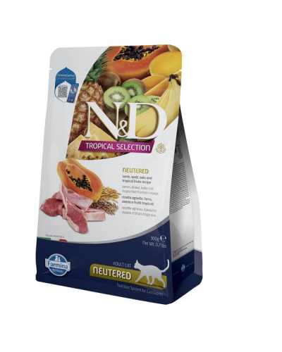 Сухий корм для стерилізованих котів Farmina N&D TROPICAL SELECTION LAMB NEUTERED з ягням та тропічними фруктами, 300 gr, 42118