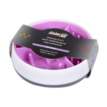 AnimAll 0235 миска 2в1 для медленного питания, 600 мл, светло-фиолетовая
