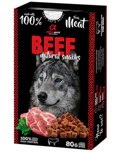 Натуральное лакомство для собак Alpha Spirit Snacks Beef полувлажные с говядиной 80 г (ALPHD110000145)