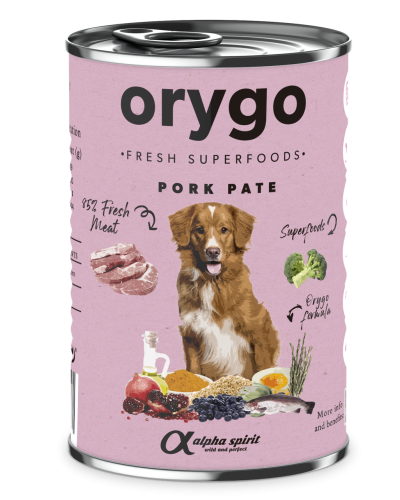 Полнорационный влажный корм Orygo Pork Pate со свининой и брокколи для взрослых собак 400 г (ORYGD060009112)