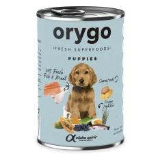Повнораціонний вологий корм Orygo Puppies Pate з лососем та бататом для цуценят 400 г (ORYGD060030012)