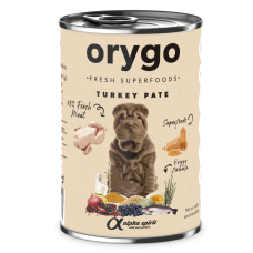 Повнораціонний вологий корм Orygo Turkey Pate з індичкою та гарбузом для дорослих собак 400 г (ORYGD060009012)