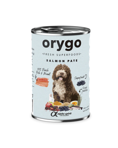 Повнораціонний вологий корм Orygo Salmon Pate з лососем та чорницею для дорослих собак 400 г (ORYGD060003212)
