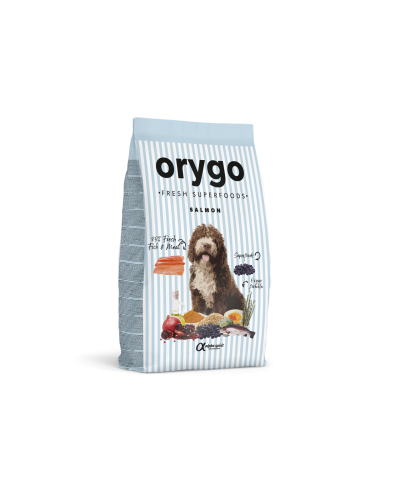 Корм для взрослых собак ORYGO Salmon с лососем и черникой полувлажный 8 кг (ORYGD030000947)