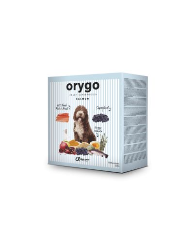 Корм для взрослых собак ORYGO Salmon с лососем и черникой полувлажный (200г х18) 3,6 кг (ORYGD030000946)